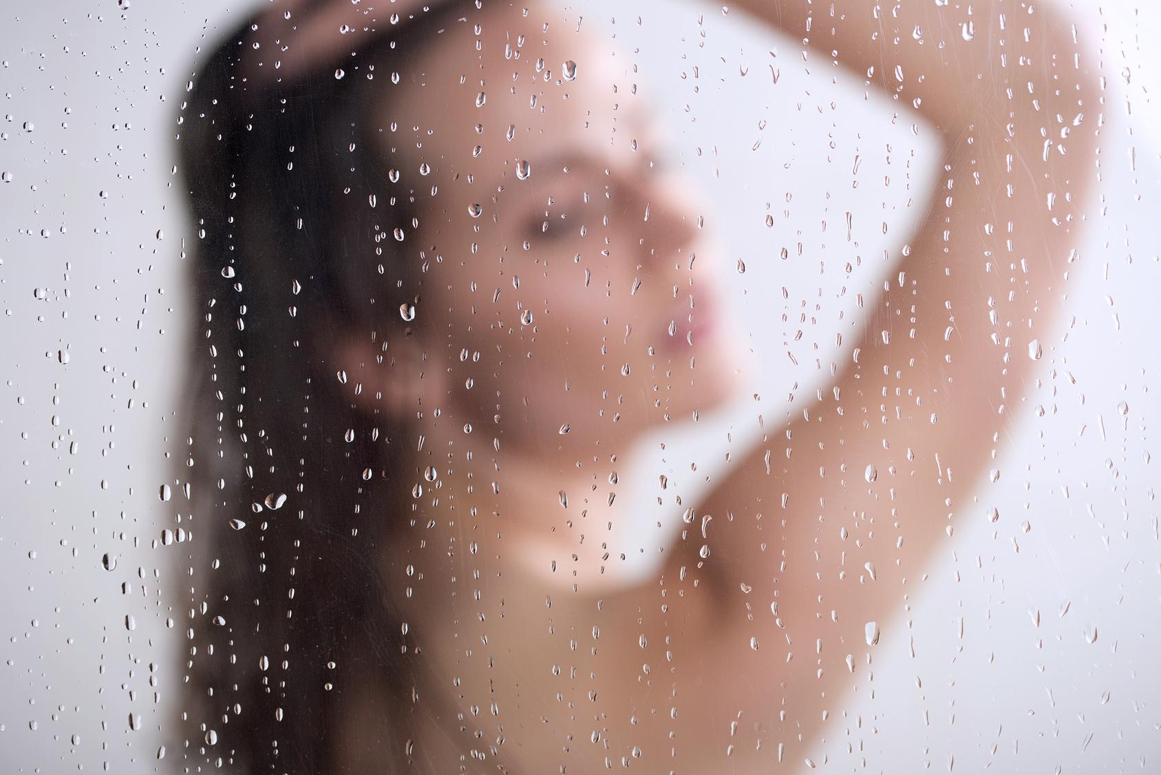 Woman behind blurry Glass Shower. Shower Glass PNG.